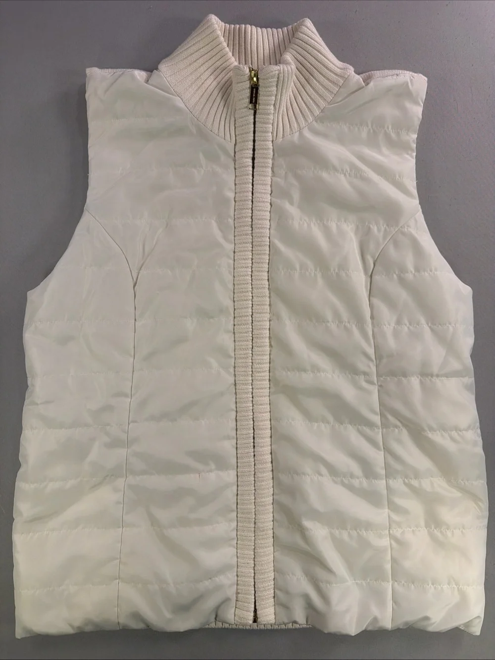 Michael Kors Cream Ribbed-Knit Zip Jacket